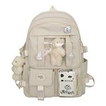 7VSTOHS Kawaii School Backpack for Girls Cute Aesthetic Backpack School Bookbag with Pin and Accessories