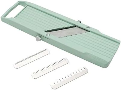 Benriner BN-1GR Japanese Handheld Mandolin Slicer with Three Interchangeable Stainless-Steel Blades, Vegetable and Fruit Cutter, Green