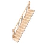 Doll House Stairs, Glossy Rounded Corners Birch Material 1/12 Scale Miniature Dollhouse Stair Mini Wooden 32.5x6.7cm/12.8x2.6in for Birthday Crafts Left armrest