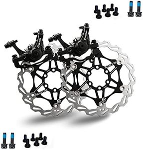 BUCKLOS MTB Bike Disc Brake kit, Mechanical Disc Brakes Aluminum Alloy Caliper for Mountain Bike with 160mm Stainless Steel Rotor/Floating Rotors and is/PM Universal Conversion Adapter (Front+Rear)