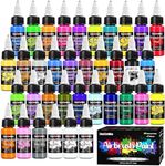 FansArriche Airbrush Paint Set, 34 Colors Acrylic Air brush Paint Kit with 2 Thinner, Ready to Spray Water-based Opaque & Neon Colors for Beginners, Artists, DIY Projects, 20 ml/Bottle