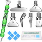 14Pcs Stainless Steel Screw Thread Tips Diamond Painting Art Drill Pen Kit Steel Silver Metal Tips Grips Placers Tool Pen Accessories Green