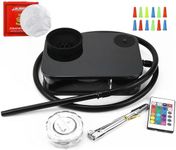 Modern Portable Acrylic Hookah Set Complete Portable Book Hookahs with Silicone Bowl 50pcs Tin Foil LED Light with Remote Control for Better Shisha Experience Black-without Charcoal Holder