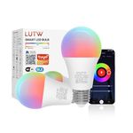 LUTW Smart Light Bulb, E27 Screw LED Bulb Colour Changing, Compatible with Amazon Alexa, Google Home, 9W 900lm RGBCW 2700K-6500K Bluetooth &WiFi 2.4GHz, Pack of 2 (No Hub Required)