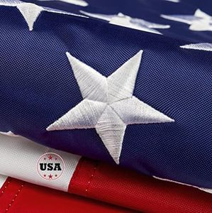 This 3x5 ft American Flag For Outside, USA Flags Strongest, Longest Lasting, Heavy Duty Nylon, Embroidered Stars, Sewn Stripes, Brass Grommets Perfect for Outdoors! Premium US Flag