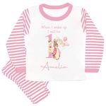 allaboutthebump Personalised Girl's Birthday Pyjamas When I Wake Up I Will Be Pink Rabbit (as8, age, 9_months, 12_months, Pink Stripe)