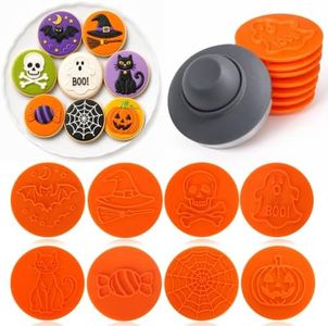 AIERSA Halloween Cookie Cutters Set, Magnetic Cookie Stamp Cutter 8 Designs