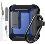 Olytop for Airpods 2nd 1st Generation Case Men Lock with Cleaner Kit, Rugged AirPod 2/1 Gen Protective Hard Cover Shockproof Skin Boys Women with Keychain for Apple iPods 2nd/1st Cases Black/Blue