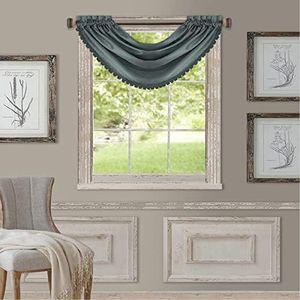 Elrene Home Fashions 026865854039 Blackout Energy Efficient Room Darkening Rod Pocket Window Curtain Drape Regal Solid Panel, Fabric, Dusty Blue, 52" x 36" (1 Valance)