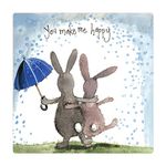 ALEX CLARK You Make Me Happy Bunny Fridge Magnet - Romantic Rabbits - Loving - Original Artwork - Fridge Magnet for Animal Lovers - Magnetic Art Tile - Gift Ideas - Designed in The UK...