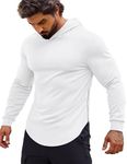 COOFANDY Men's Atheltic Hoodie Lightweight Regular Fit Hooded Sweatshirt Flexible Sportswear for Men, White, X-Large