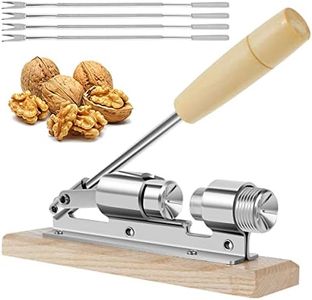 Pecan Nut Cracker Tool for Easy Cracking Heavy Duty Nut Sheller with Wood Base Handle and Fork Adjustable Desktop Nut Crackers Desktop Stainless Steel Nutcracker for Walnuts Pecans Hazelnuts