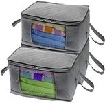 Woffit Extra Large Foldable Storage Bag Organizers, Large Clear Window & Carry Handles, Great for Clothes, Blankets, Towels, Winter & Summer Clothing, Closets, Bedrooms, Under Bed & More