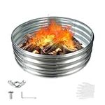 YSEJOMP 36 Inch Round Galvanized Fire Pit Ring/Fire Ring - Foldable and Perfect for Outdoor Gatherings and Campfires in The Yard/Garden/Park/Beach (3 FT Diameter, Silver)