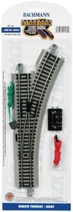 Bachmann Trains - Snap-Fit E-Z TRACK REMOTE TURNOUT - RIGHT (1/card) - NICKEL SILVER Rail With Gray Roadbed - HO Scale