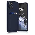 kwmobile Case Compatible with Apple iPhone 12 / iPhone 12 Pro Case - TPU Phone Cover with Credit Card Holder - Dark Blue