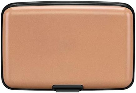 ELFISH RFID Blocking Credit Card Protector Aluminum ID Case Hard Shell Business Card Holders Metal Wallet for Men or Women（Matte Light Pink