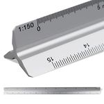 30cm Triangular Scale Ruler, SZXMDKH Metal Ruler for Architects, 1:20, 1:25, 1:50, 1:75, 1:100, 1:150 (Silver)