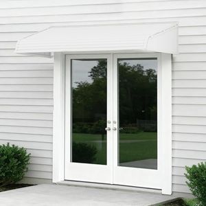 Kozyard Window Awning 72''W x 40''D with 2 Side Wings, Aluminum Frame with Impact-Resistant PVC Panels, Shade Angle Set During Installation, Rain, Snow & UV Protection Door Canopy