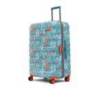 uppercase Jfk (Large) 76Cm, Hardsided Check-In Trolley Bag For Travel, Eco Polycarbonate Printed Luggage, Combination Lock, 8 Wheel, 2000 Days Warranty (Teal Blue, 31 X 53 X 75.5 Cm, Spinner)