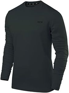 TCA Men's Element Long Sleeve Crew Neck Running Top - Darkest Spruce, S