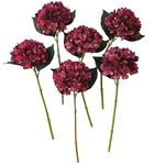 ARTIFIPLANT Red Hydrangea Artificial Flowers,6 Pcs Faux Hydrangea Flowers,Artificial Hydrangeas Flowers with Stems,Fake Hydrangeas,Red Hydrangea Silk Flowers with Stems for Home Decor (6, Dark red)