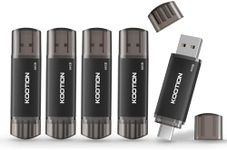 64 GB USB 2.0 Type C Stick 5-Pack, KOOTION 2-in-1 Dual Flash Drive USB A and USB C OTG Flash Drive for Android Smartphone Tablet Computer Laptop (Black)