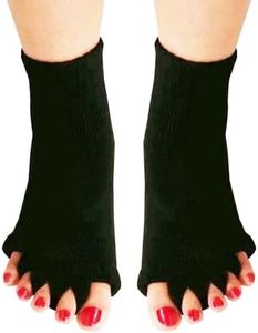 YIMBLI Foot Alignment Socks for Plantar Fasciitis Relief, Bunion and Arthritis Pain – Toe Separator Socks for Foot Pain Relief |Blood Circulation (Color-Purple)