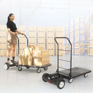 Electric Platform Truck, 661lbs Capacity Heavy Duty Flatbed Cart, 1000W Powered Hand Truck Cart, for Warehouse Sorting, Supermarket Stocking, Farm, Hotel, Construction & Logistics Use