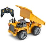 Top Race 5 Channel Remote Control Dump Truck Toy - 2.4GHz, 360° Rotation, Rubber Tires, Lights, Sound Effects - Ages 8+ for Boys and Girls