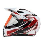 Woljay Dual Sport Off Road Motorcycle Helmet Adventure Touring Dirt Bike ATV & UTV DOT Certified White + Red (S)