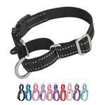 Petiry Martingale Collar Reflective Nylon Collar Anti-pull Coller with Safety Quick Release Buckle,Escape-proof for Large Dogs Neck 38-50cm(Black,L)