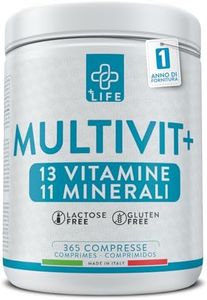 Multivitaminico Completo Con Minerali Piulife® 365 Compresse Con 24 Vitamine E Minerali, Integratore Multivitaminico Donna Uomo Bambini, Difese Immunitarie Adulti, Energia Integratori Stanchezza