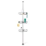 simplehuman 8' Tension Pole Shower Caddy, Extends 1.52 Meter to 2.44 Meter, Stainless Steel and Anodized Aluminum