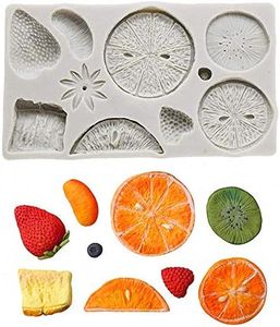 Full-size Fruit Silicone Fondant Mold Strawberry Lemon Kiwi Fruit Tangerine Slice Blueberry Raspberry Durian Silicone Chocolate Candy Mold Cake Decorating Tool Polymer Clay Epoxy Resin Mold