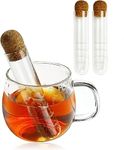 2 PCS Glass Tea Infuser, Glass Tea Strainer Tea Infuser with Cork Lid Drinkware Reusable Tea infusers for Loose Tea, Tea Diffusers for Loose Tea