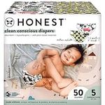 The Honest Company Club Box Diapers with TrueAbsorb Technology, Teal Tribal & Space Travel, Size 5, 50 Count