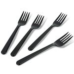 PlasticPro 300 Pack Heavy Weight Plastic Forks Black Disposable Forks Bulk Plastic Cutlery Set