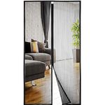 Ecocalta Magnetic Fly Screen Door, Heavy Duty Mesh Curtain with 26 Magnets, Full Frame Magic Tape & Automatic Closing, Anti-Tearing Reinforced Top, 90x210cm Magnetic Door Curtain, Black