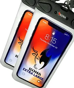 Kona Submariner Universal Waterproof Case - Waterproof Phone Pouch Compatible for iPhone 14 13 Pro Max XS Plus Samsung Galaxy S22 Cell Phones Up to 7.5", IPX8 Cellphone Dry Bag for Vacations - 2 Pack