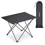 Navaris Portable Folding Camping Table - Small Aluminium Outdoor Fold Away Table with Storage Bag - Foldable Picnic Table for Garden, BBQ - Black