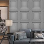 3D Effect Grey Panel Wallpaper Wood Panelling Wallpaper Textured Retro Embossed Tartan Wallpaper Neutral Art Deco For Living Room Feature Wall Bedroom Ceilings Taupe