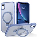 DUEDUE for iPhone XR Case Magnetic with Ring Stand[Compatible with Magsafe], Translucent Matte Back Full Body Protective Cover Slim Shockproof Kickstand Phone Case for iPhone XR 6.1", Light Blue