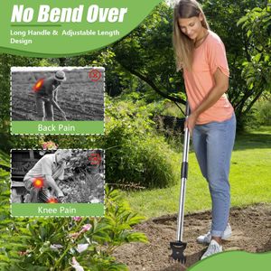 Long Handle Weed Remover Tool 148cm – 2-in-1 Garden Hoe & Rake with Gloves