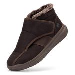 FitVille Men Extra Wide Diabetic Winter Boots, Adjustable Non-Slip Fur Lined Warm Ankle Boots, Outdoor Shoes for Swollen Feet, Copper Brown, 9.5, X-Wide