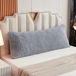 WERDIM Shaggy Fluffy Faux Fur Body Pillow Cover 21"x54" Button Closure Velvet Pillow Shams Throw Body Pillowcase Long Decorative Bed Pillow Case(Light Grey, 21 X 54 Inches)