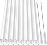 ALINK Reusable Clear Boba Straws, 13 mm x 10.5 in, Jumbo Hard Plastic Smoothie Straws for Bubble Tea, Pack of 8 with 2 Cleaning Brush