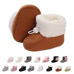 outfit spring Baby Winter Warm Fleece Bootie, Newborn Non-Slip Soft Sole Winter Shoes Sock Shoes Cute Adjustable Crawling Shoes Prewalker Boots for Girls Boys Toddler 0-18 Months Brown 6-12 Months