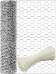 TOYPOPOR Chicken Wire 16''x49ft, Outdoor Anti-Rust Hexagonal Galvanized Chicken Wire Fencing, Mesh to Protect Gardening Plants Vegetables Flowers Fruits From Dogs, Rabbits,Squirrels, Silver