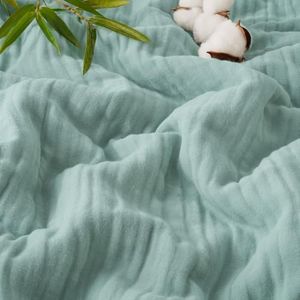 PHF Cooling Muslin King Blanket for Hot Sleepers, 60% Rayon Derived from Bamboo, 40% Cotton for Summer, 4-Layer Breathable Gauze Blanket for Bed Couch, 108"x90", Sage Green